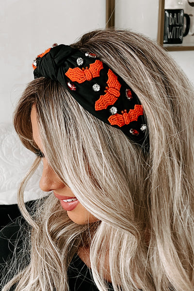 It's Freakin' Bats Beaded/Rhinestone Halloween Headband (Black) - NanaMacs