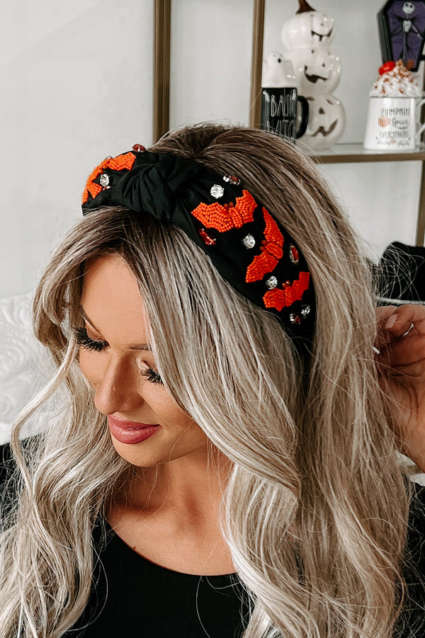 It's Freakin' Bats Beaded/Rhinestone Halloween Headband (Black) - NanaMacs