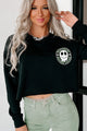 What A Nightmare Raw Hem Parody Graphic Crop Crewneck (Black) - Print On Demand - NanaMacs