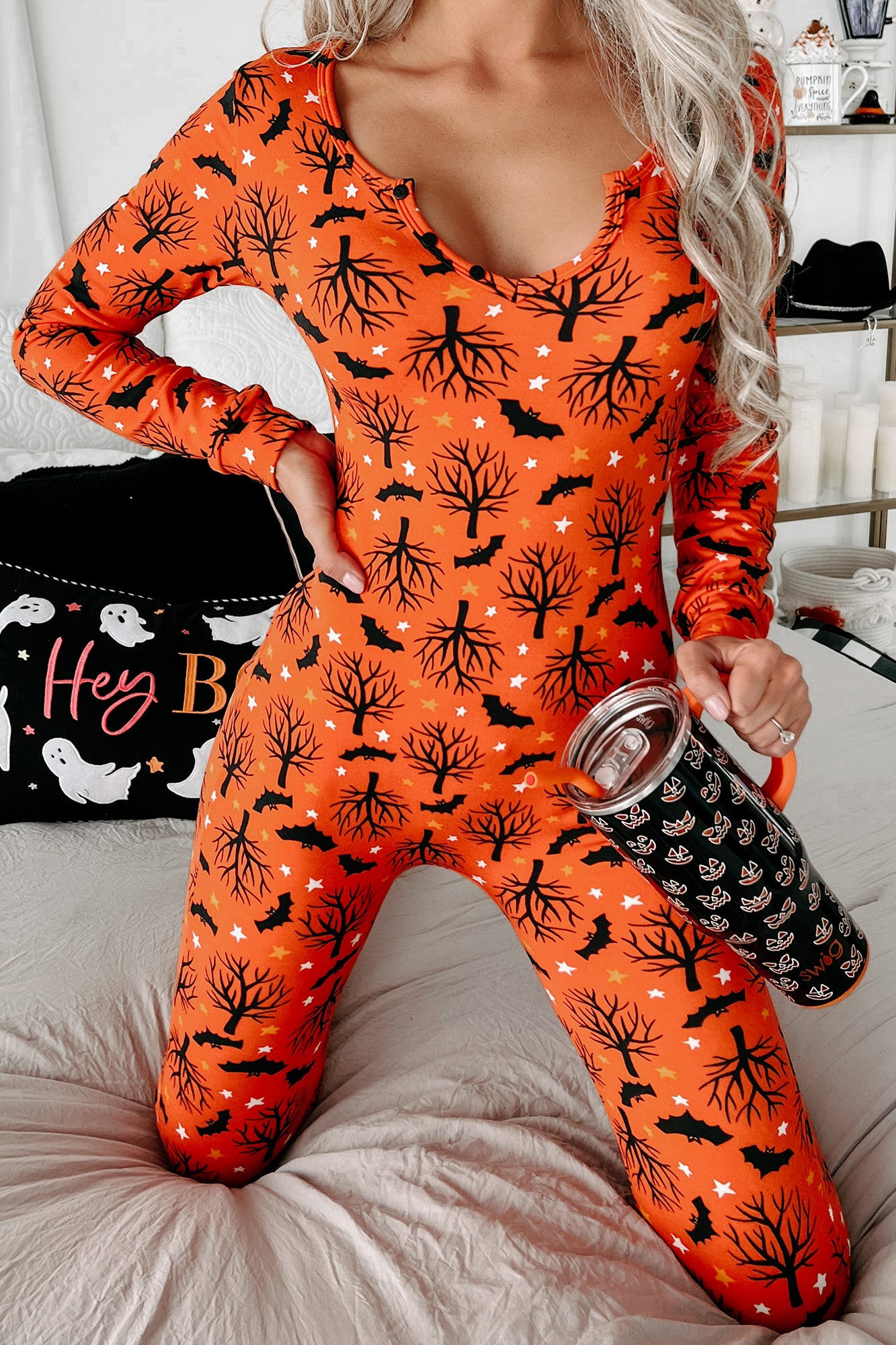 Orange fleece online onesie