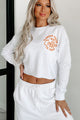 I Really Need Coffee Raw Hem Cropped Graphic Crewneck (White) - Print On Demand - NanaMacs