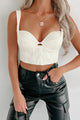 Refresh Your Memory Satin Bustier Crop Top (Off White) - NanaMacs