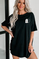 "Boo In Boujee" Oversized Graphic T-Shirt Dress (Black) - Print On Demand - NanaMacs