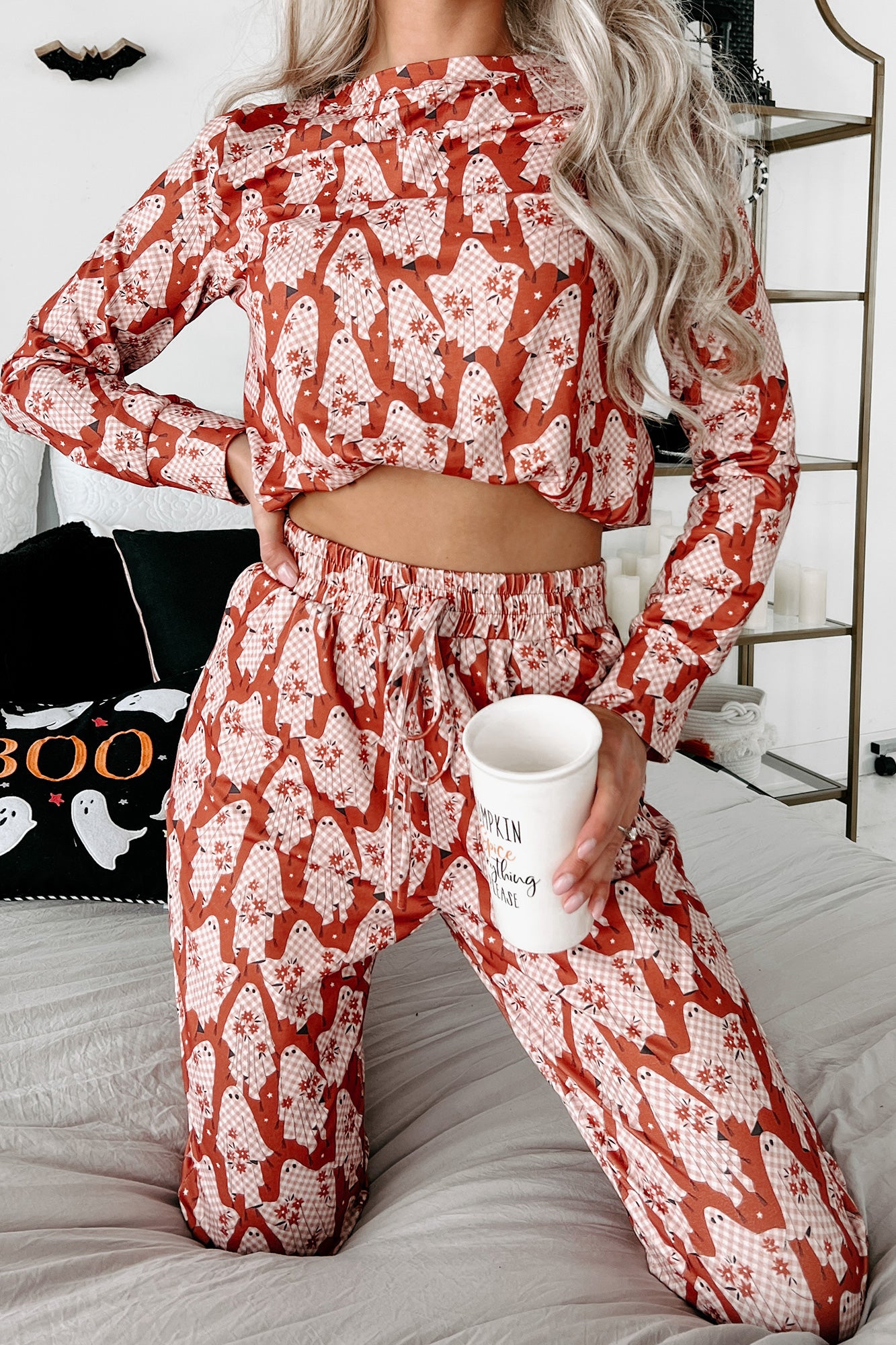 PREORDER Sleep Tight Two-Piece Printed Pajama Set (Plaid Ghost) - NanaMacs