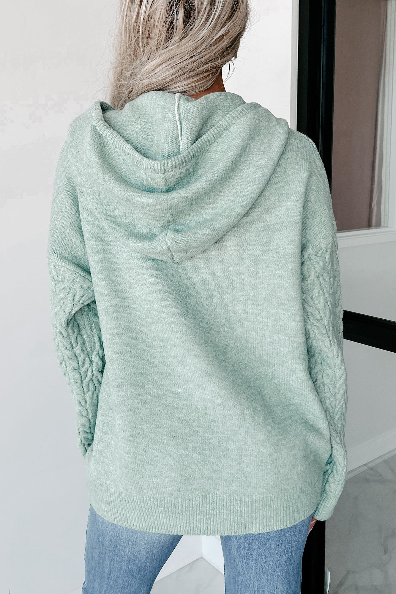 Better Than Fiction Cable Knit Hoodie (Sage)