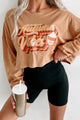 "Autumn Vibes" Long Sleeve Graphic Crop Top (Peanut Butter) - Print On Demand - NanaMacs