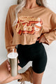 "Autumn Vibes" Long Sleeve Graphic Crop Top (Peanut Butter) - Print On Demand - NanaMacs