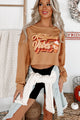 "Autumn Vibes" Long Sleeve Graphic Crop Top (Peanut Butter) - Print On Demand - NanaMacs