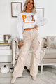 Livin' That PSL Life Raw Hem Cropped Graphic Crewneck (White) - Print On Demand - NanaMacs