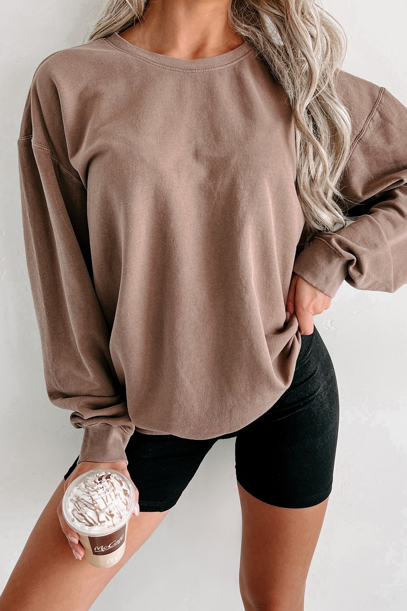 Lightweight Crewneck Sweatshirt (Espresso) - NanaMacs