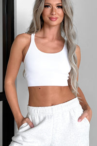 Hard To Love Double-Racerback Ribbed Crop Top (White) - NanaMacs