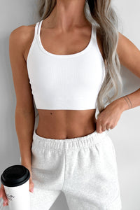 Hard To Love Double-Racerback Ribbed Crop Top (White) - NanaMacs