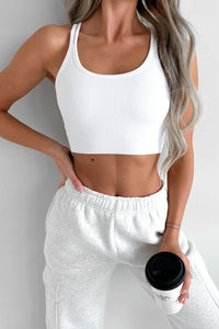 Hard To Love Double-Racerback Ribbed Crop Top (White) - NanaMacs