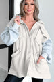 Casually Basic Oversized Fleece Hooded Jacket (Bone/Heather Gray) - NanaMacs