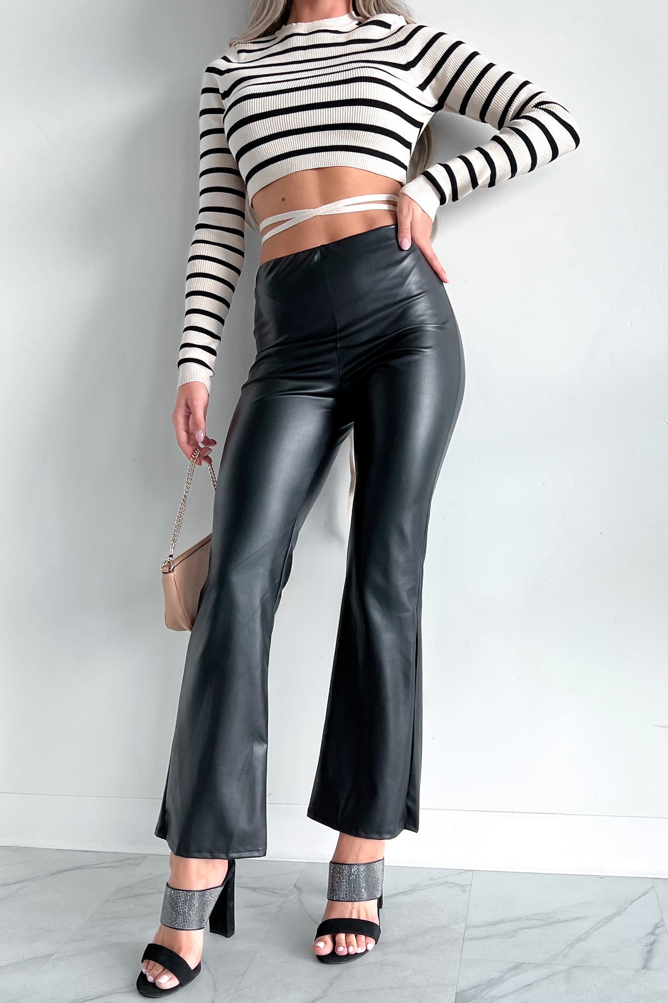 Alluring Attraction Pleather Straight Leg Pant (Black) - NanaMacs