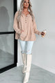 Cabin Casual Oversized Chenille Knit Henley Top (Taupe) - NanaMacs
