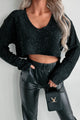 Last To Leave Speckle Knit Crop Sweater (Black) - NanaMacs