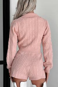 Wintry Dreams Cable Knit Romper (Light Pink) - NanaMacs