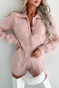 Wintry Dreams Cable Knit Romper (Light Pink) - NanaMacs
