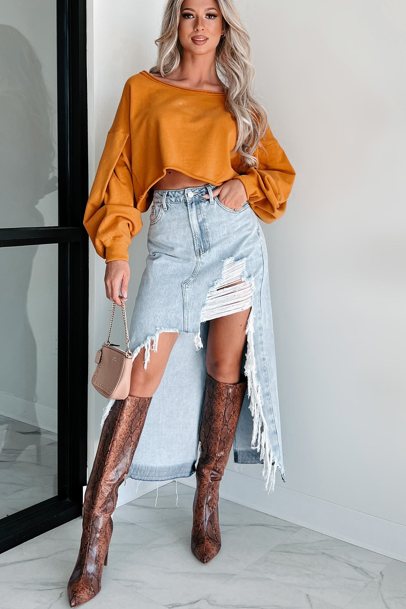 Swapping Stories Oversized Crop Pullover (Mustard) - NanaMacs