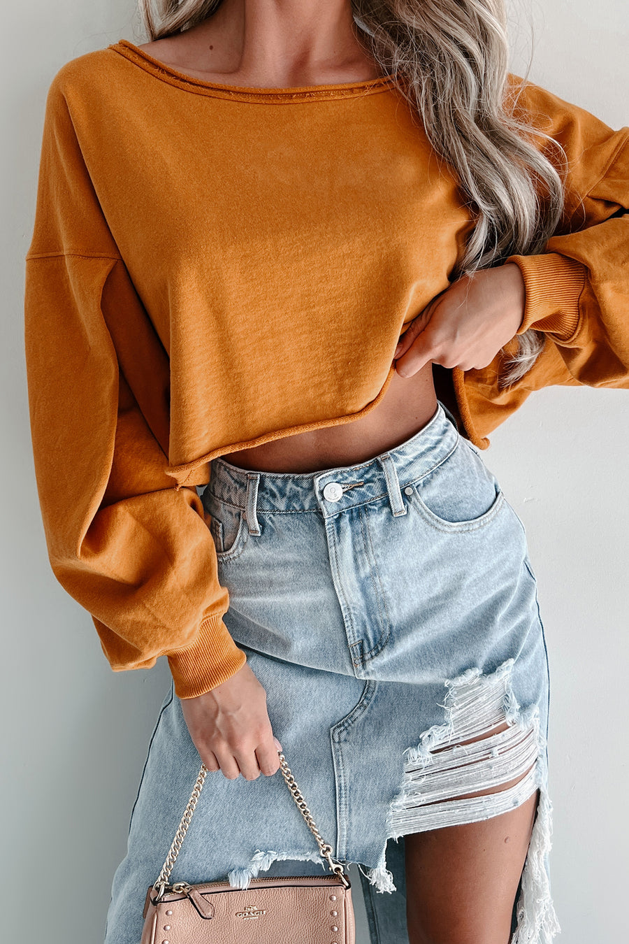 Swapping Stories Oversized Crop Pullover (Mustard) - NanaMacs