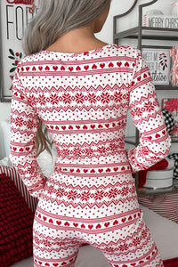 Feeling Like Christmas Printed Onesie Jumpsuit (Red/White) - NanaMacs