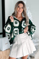 Ailyn Hooded Geometric Sweater (Deep Green/Multi) - NanaMacs
