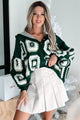 Ailyn Hooded Geometric Sweater (Deep Green/Multi) - NanaMacs