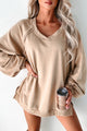 Sally Cross-Back Balloon Sleeve Sweatshirt (Mocha Cake) - NanaMacs