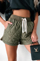 Paving The Way Multi Fabric Quilted Shorts (Olive) - NanaMacs