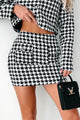 Magazine Ready Houndstooth Print Mini Skirt (Black/White) - NanaMacs