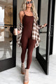 Winners Never Quit Fitted Cami Jumpsuit (Red Merlot) - NanaMacs