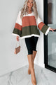What Goes Around Colorblock Hooded Chenille Sweater (Olive/Brick/Multi) - NanaMacs
