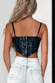 Monique Sequin Corset Crop Top (Navy) - NanaMacs