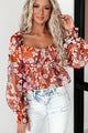 One Good Reason Floral Peplum Top (Red Floral) - NanaMacs