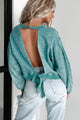 Surprise Ending Open Back Sweater Top (Teal) - NanaMacs