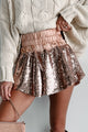 Party Phase Smocked Waist Sequin Skort (Champagne) - NanaMacs