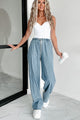 Separate Thoughts Tencel/Knit Drawstring Pants (Denim/Grey) - NanaMacs