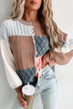 Giana Patchwork Sweater (Mocha/Sky/Multi) - NanaMacs