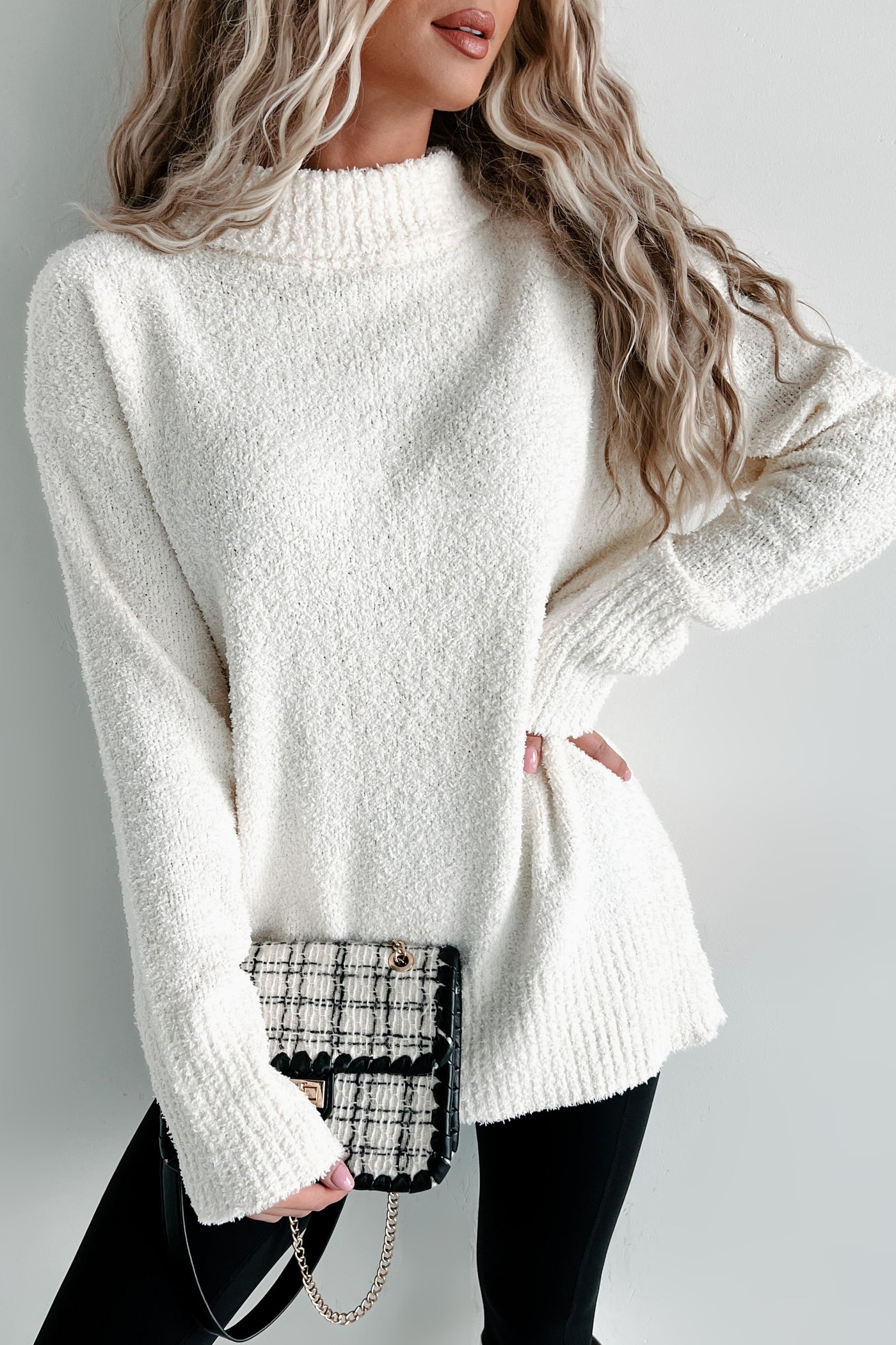 Warming Up To You Fuzzy Turtleneck Sweater (Cream) - NanaMacs