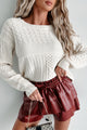 Finding Sanctuary Mixed Knit Tie-Back Sweater (Ivory) - NanaMacs