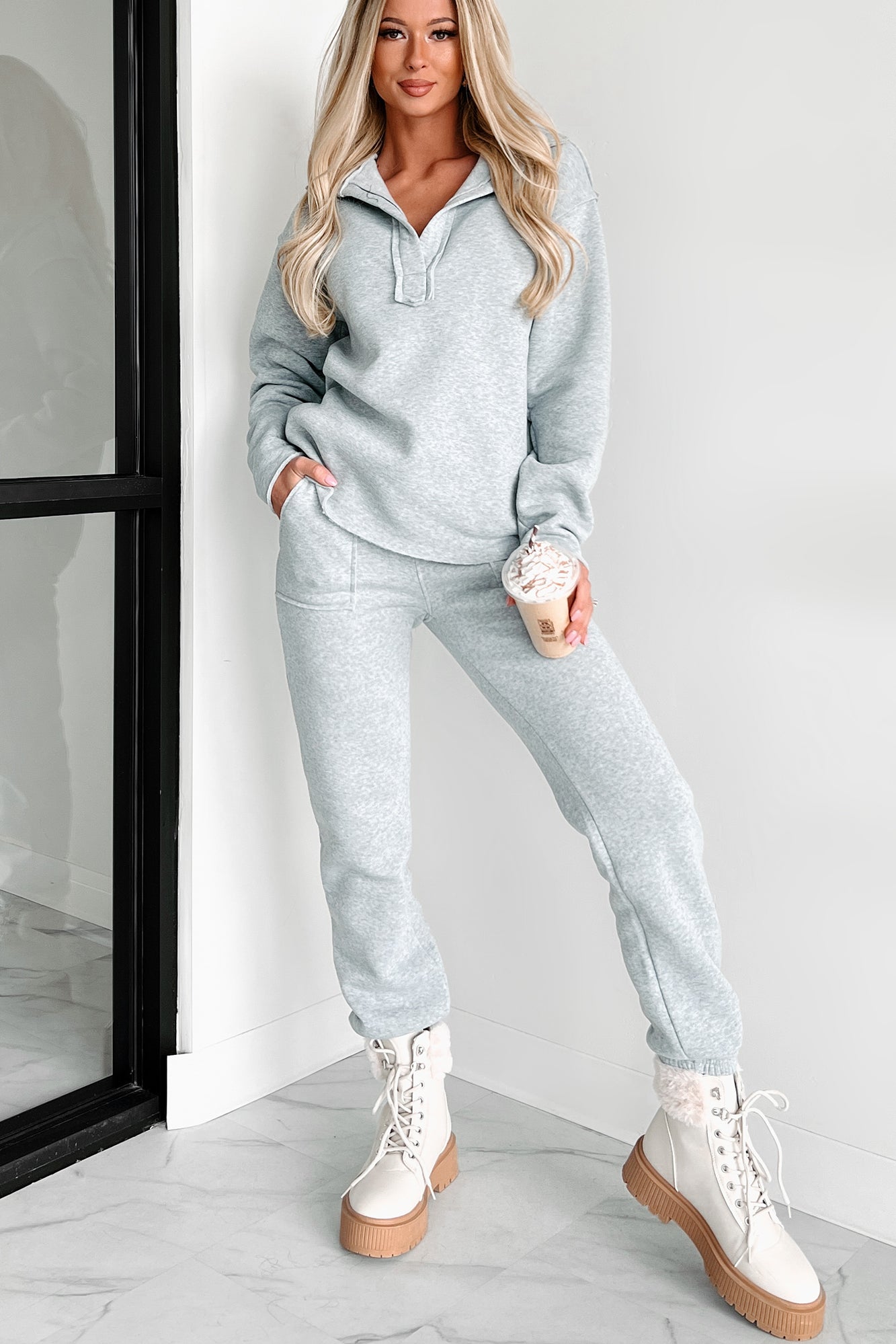 Slow Start Fleece Pullover (Heather Grey) - NanaMacs