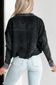 Promise Of Fall Acid Wash Waffled Crop Shacket (Ash Black) - NanaMacs