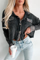 Promise Of Fall Acid Wash Waffled Crop Shacket (Ash Black) - NanaMacs