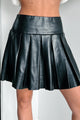 Surrender Your Secrets Pleated Faux Leather Skirt (Black) - NanaMacs