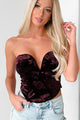 Onto Your Games Strapless Velvet Corset Top (Brown) - NanaMacs