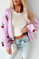 With A Cherry On Top Cherry Embroidered Sweater Cardigan (Blush) - NanaMacs