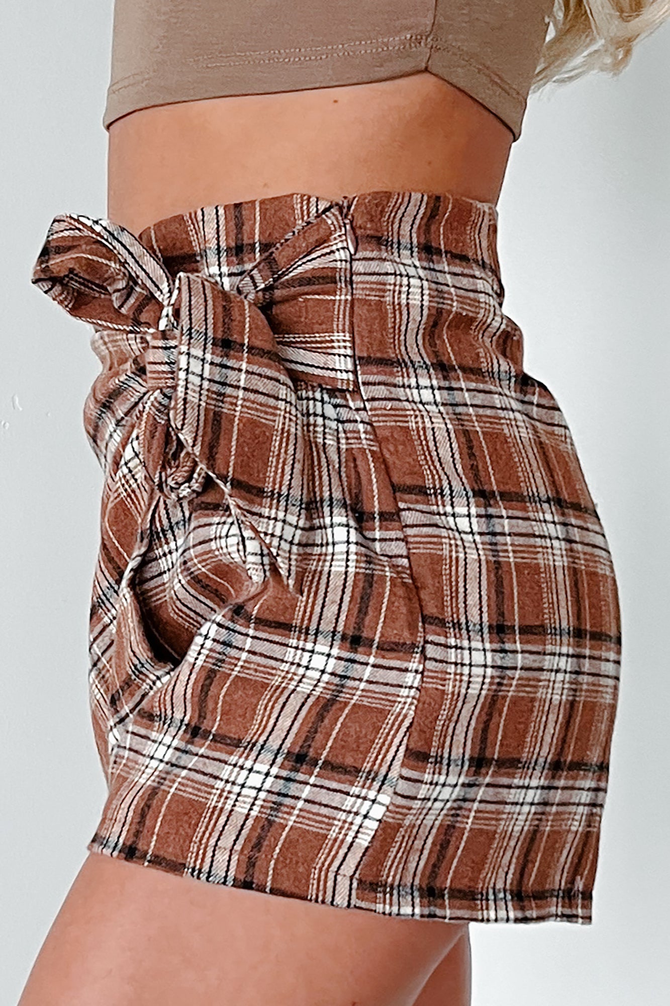 Doorbuster Simply Devoted Plaid Skort (Brown) - NanaMacs