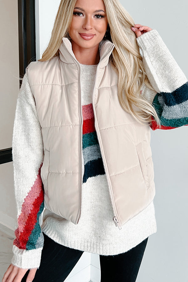 Doorbuster Mountain Utopia Puffer Vest (Light Taupe) - NanaMacs