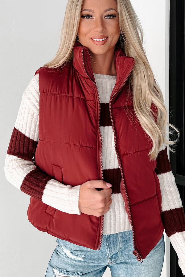 Doorbuster Mountain Utopia Puffer Vest (Burgundy) - NanaMacs